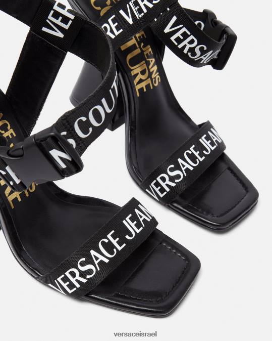 נשים Versace שָׁחוֹר סנדלי לוגו של קירסטן נַעַל N8T22291