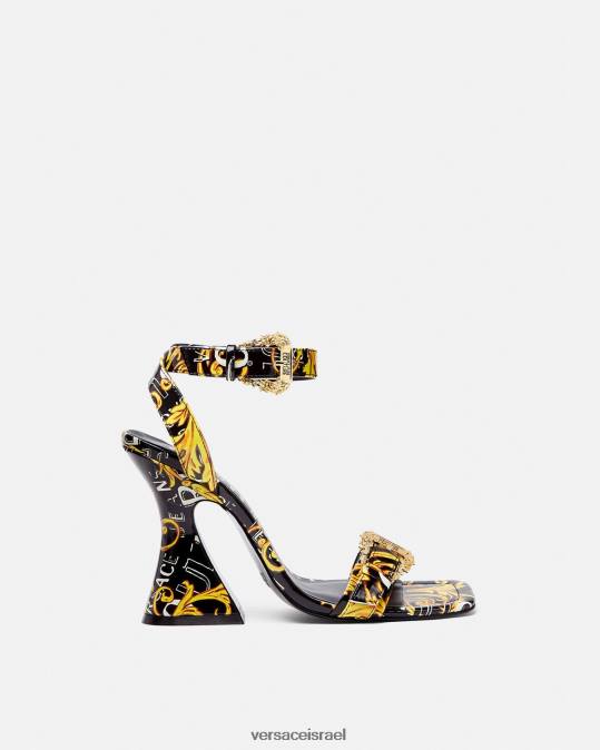 נשים Versace זהב שחור סנדלי קוטור עם לוגו של קירסטן נַעַל N8T22292