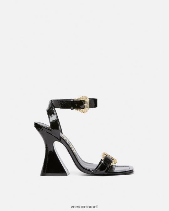 נשים Versace שָׁחוֹר סנדלי אבזם בארוק קירסטן נַעַל N8T22293