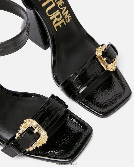 נשים Versace שָׁחוֹר סנדלי אבזם בארוק קירסטן נַעַל N8T22293