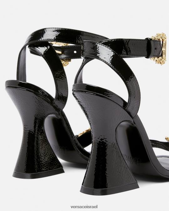 נשים Versace שָׁחוֹר סנדלי אבזם בארוק קירסטן נַעַל N8T22293