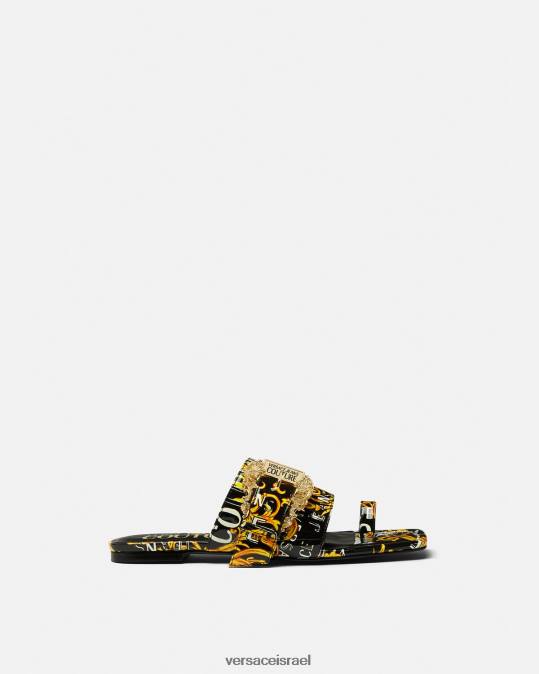 נשים Versace זהב שחור מילי לוגו קוטור פרדות נַעַל N8T22300