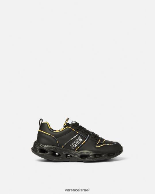 נשים Versace שָׁחוֹר לוגו קוטור אוקינאווה סניקרס נַעַל N8T22303