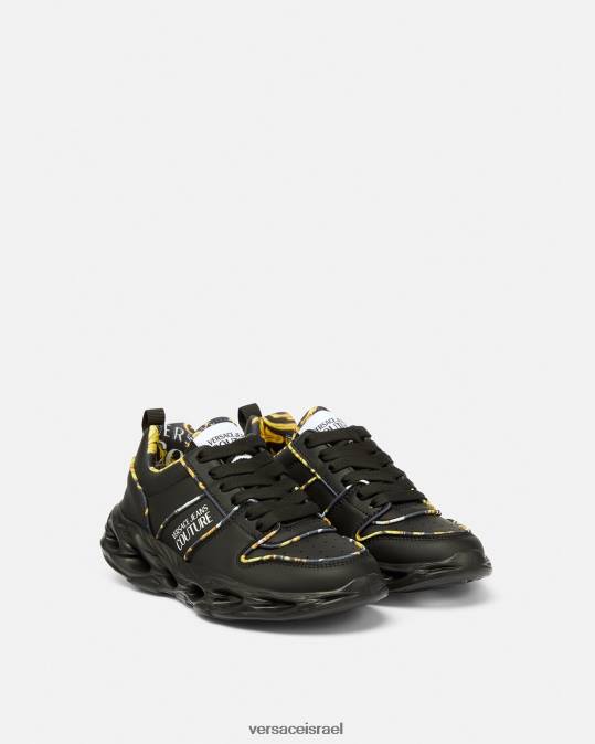 נשים Versace שָׁחוֹר לוגו קוטור אוקינאווה סניקרס נַעַל N8T22303