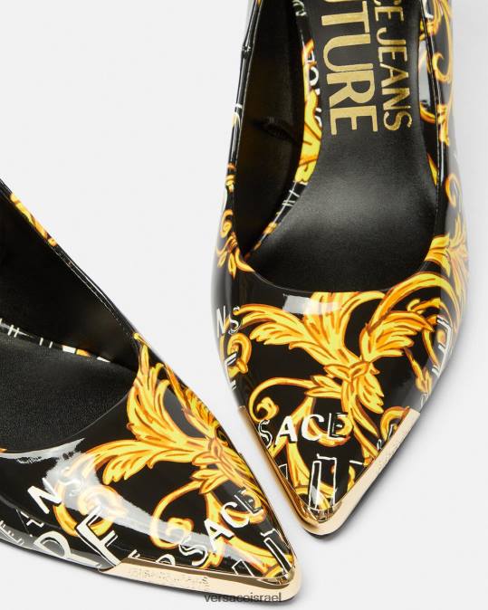 נשים Versace זהב שחור משאבות קוטור עם לוגו של סקרלט נַעַל N8T22304