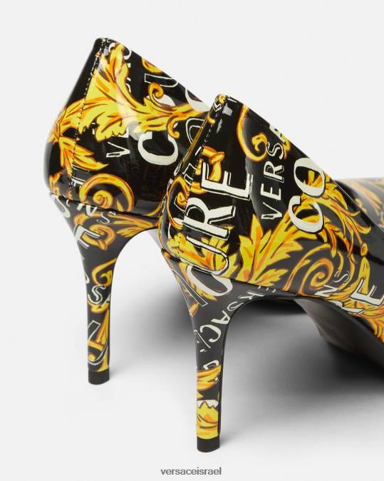 נשים Versace זהב שחור משאבות קוטור עם לוגו של סקרלט נַעַל N8T22304