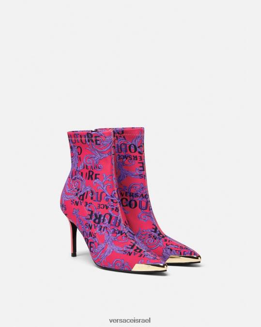 נשים Versace פוקסיה ודפוס מגפי קוטור עם לוגו של סקרלט נַעַל N8T22305