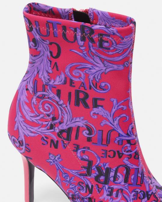 נשים Versace פוקסיה ודפוס מגפי קוטור עם לוגו של סקרלט נַעַל N8T22305