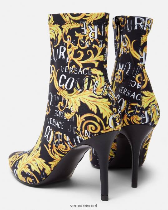 נשים Versace זהב שחור מגפי קוטור עם לוגו של סקרלט נַעַל N8T22306