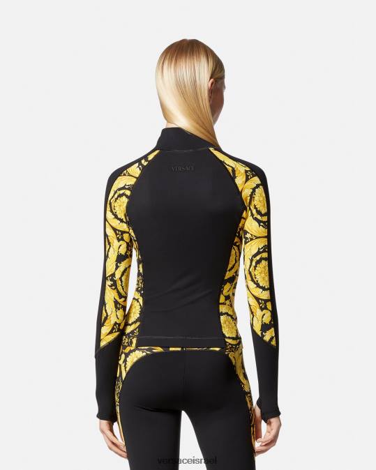 נשים Versace שָׁחוֹר מעיל ספורט בארוקו הַלבָּשָׁה N8T2231