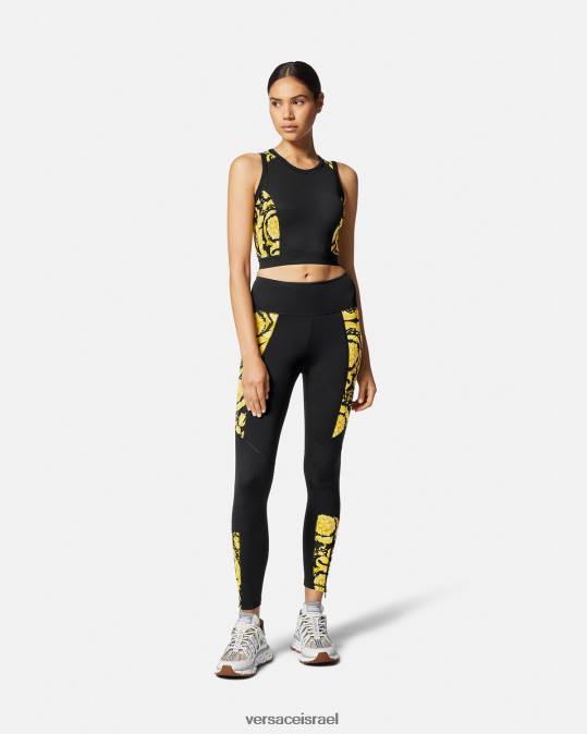נשים Versace שָׁחוֹר חזיית ספורט בארוק כושר הַלבָּשָׁה N8T2232