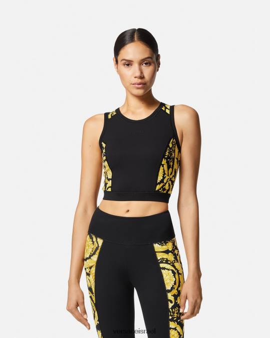 נשים Versace שָׁחוֹר חזיית ספורט בארוק כושר הַלבָּשָׁה N8T2232