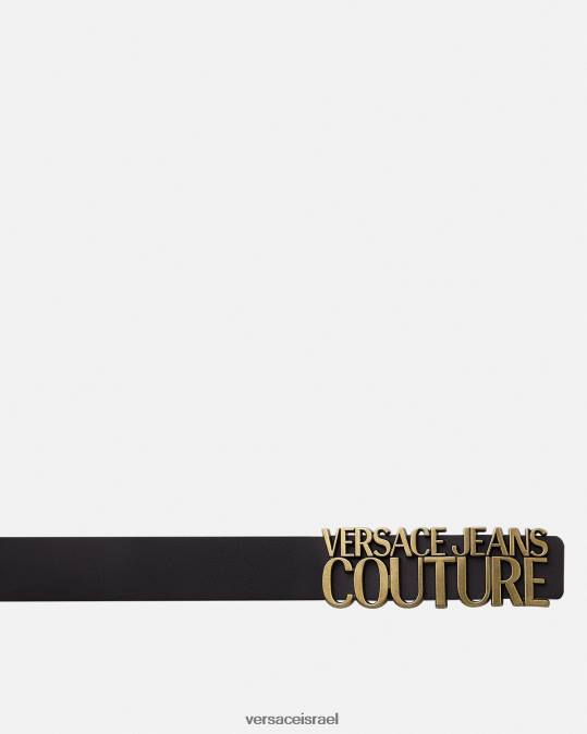 נשים Versace שָׁחוֹר חגורת עור לוגו אביזרים N8T22339
