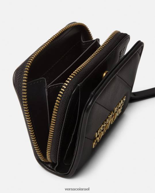 נשים Versace שָׁחוֹר ארנק רוכסן מרופד של תלמה אביזרים N8T22349