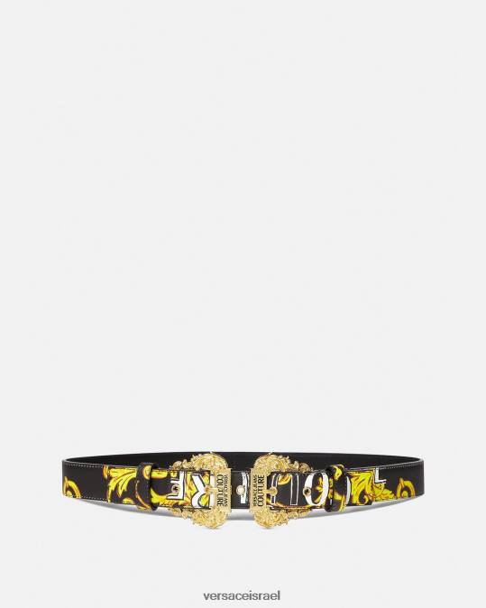 נשים Versace זהב שחור חגורת לוגו קוטור אביזרים N8T22350