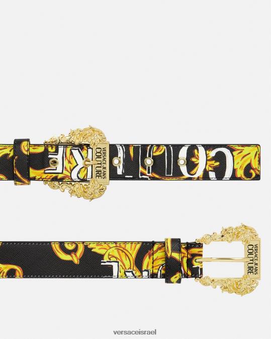 נשים Versace זהב שחור חגורת לוגו קוטור אביזרים N8T22350