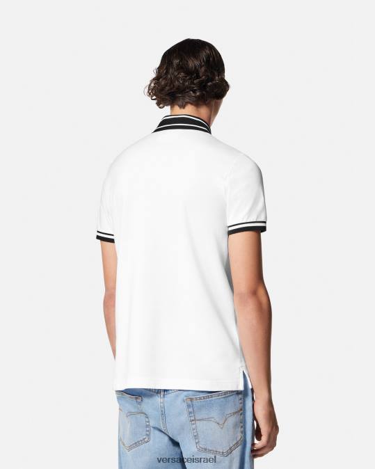 גברים Versace לבן חולצת פולו לוגו הַלבָּשָׁה N8T22360