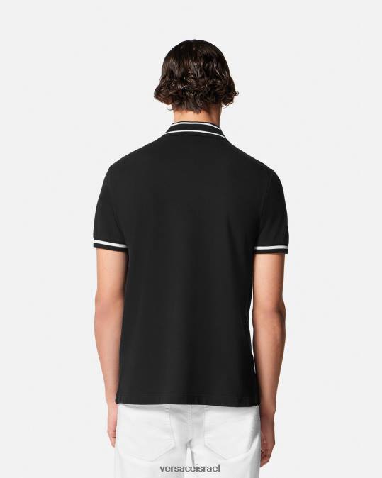 גברים Versace שָׁחוֹר חולצת פולו לוגו הַלבָּשָׁה N8T22361