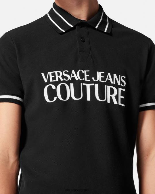 גברים Versace שָׁחוֹר חולצת פולו לוגו הַלבָּשָׁה N8T22361