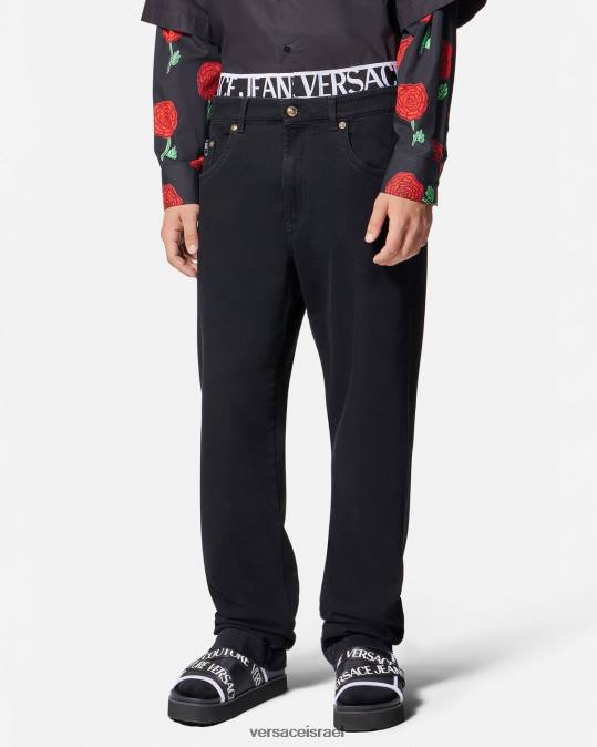 גברים Versace שָׁחוֹר ג'ינס עם חגורת לוגו הַלבָּשָׁה N8T22365