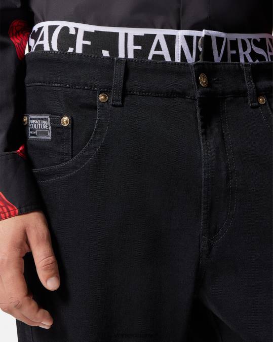 גברים Versace שָׁחוֹר ג'ינס עם חגורת לוגו הַלבָּשָׁה N8T22365
