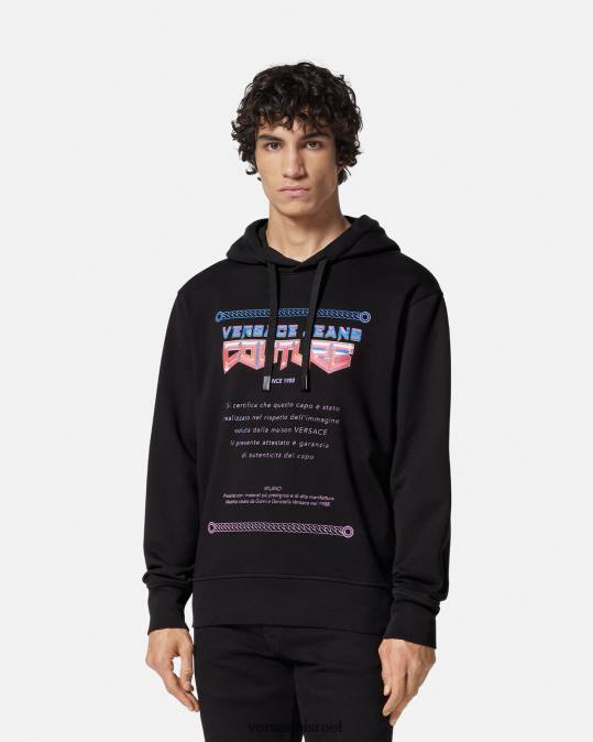 גברים Versace שָׁחוֹר קפוצ'ון לוגו אחריות הַלבָּשָׁה N8T22366