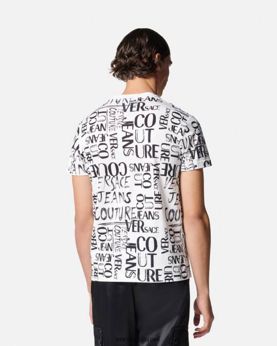 גברים Versace לבן חולצת לוגו שרבוט הַלבָּשָׁה N8T22369