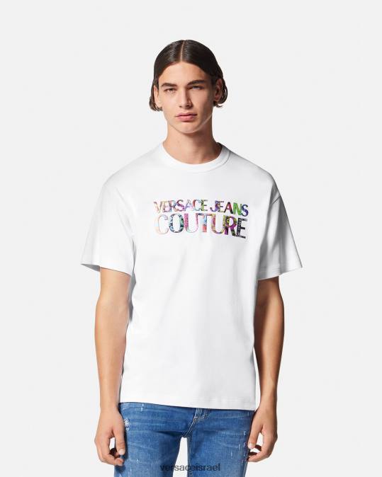 גברים Versace לבן חולצת טריקו עם לוגו הַלבָּשָׁה N8T22370