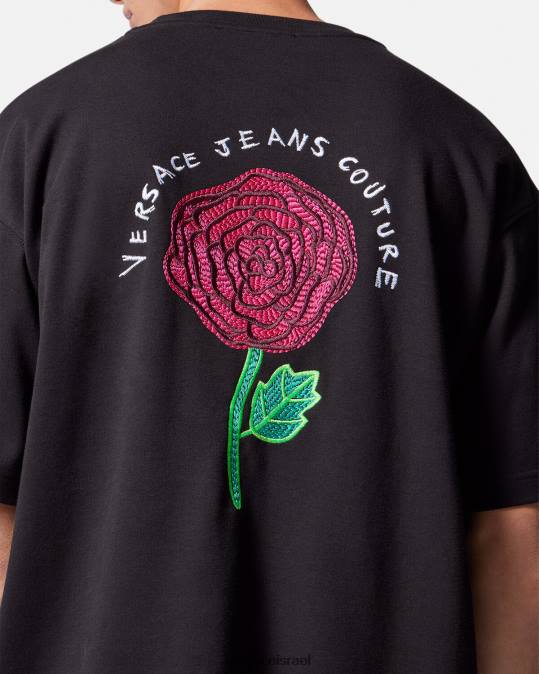 גברים Versace שָׁחוֹר חולצת טי של לוגו ורדים הַלבָּשָׁה N8T22372
