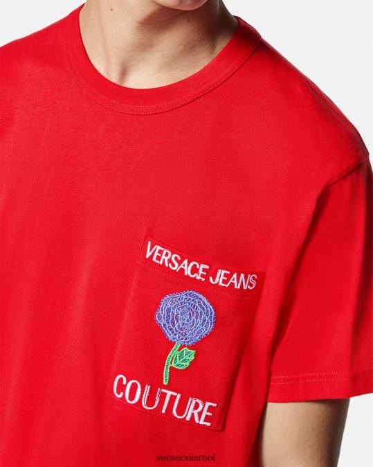 גברים Versace תפוז חולצת טי של לוגו ורדים הַלבָּשָׁה N8T22373