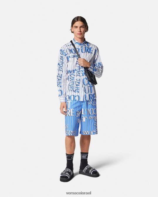 גברים Versace לבן חולצת לוגו שרבוט הַלבָּשָׁה N8T22374