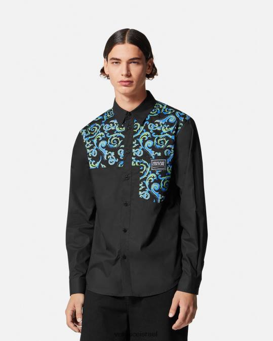 גברים Versace לבן שחור חולצת סקיצה קוטור הַלבָּשָׁה N8T22375