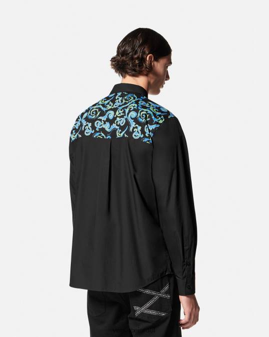 גברים Versace לבן שחור חולצת סקיצה קוטור הַלבָּשָׁה N8T22375
