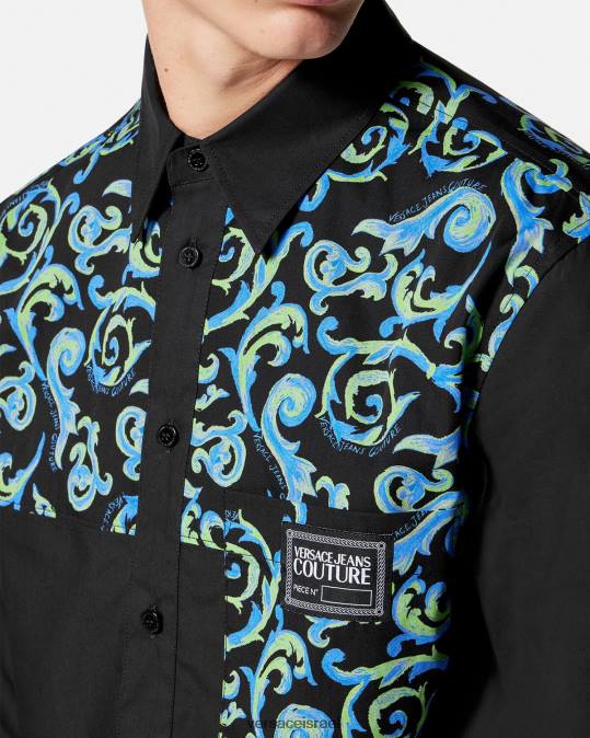 גברים Versace לבן שחור חולצת סקיצה קוטור הַלבָּשָׁה N8T22375