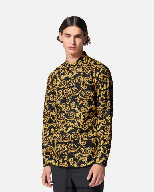 גברים Versace זהב שחור חולצת סקיצה קוטור הַלבָּשָׁה N8T22376