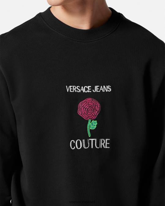 גברים Versace שָׁחוֹר סווטשירט לוגו של ורדים הַלבָּשָׁה N8T22379