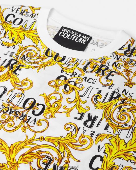 גברים Versace זהב ולבן טי-שירט לוגו קוטור הַלבָּשָׁה N8T22386