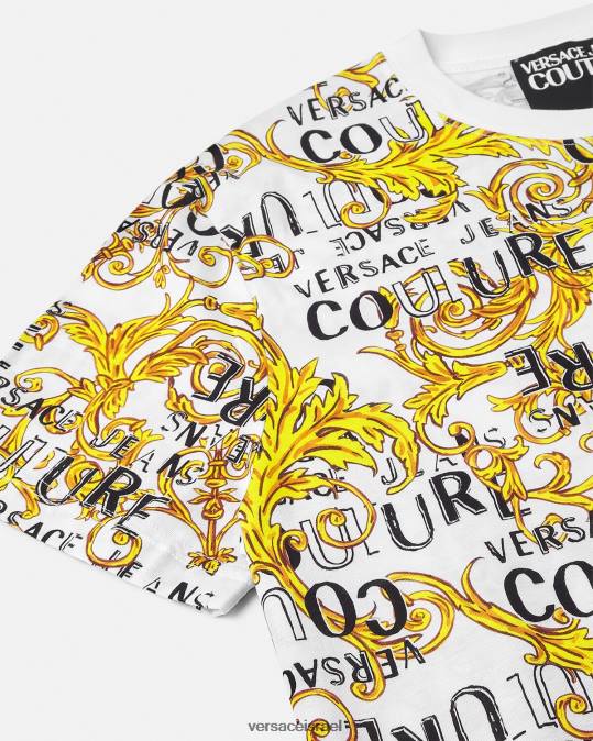 גברים Versace זהב ולבן טי-שירט לוגו קוטור הַלבָּשָׁה N8T22386