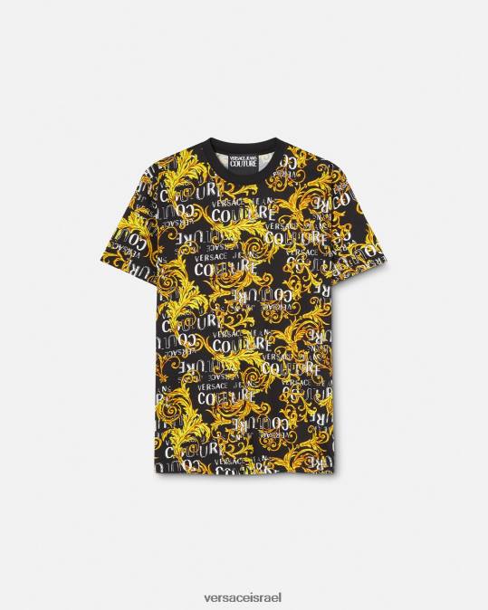 גברים Versace זהב שחור טי-שירט לוגו קוטור הַלבָּשָׁה N8T22387