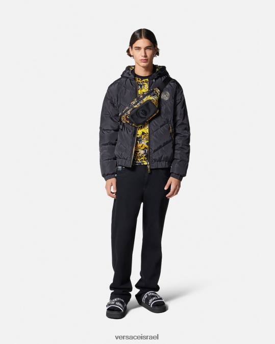 גברים Versace זהב שחור טי-שירט לוגו קוטור הַלבָּשָׁה N8T22387