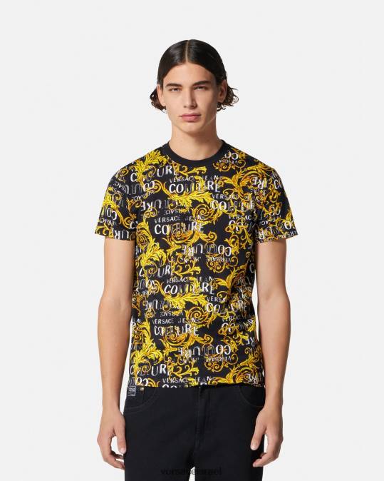 גברים Versace זהב שחור טי-שירט לוגו קוטור הַלבָּשָׁה N8T22387