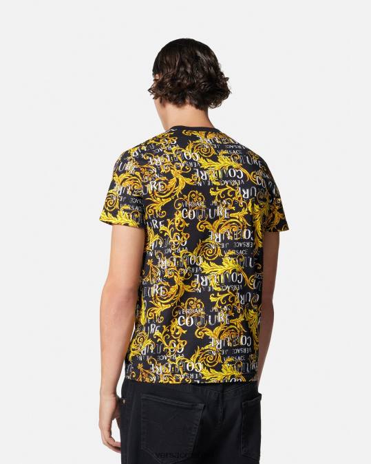 גברים Versace זהב שחור טי-שירט לוגו קוטור הַלבָּשָׁה N8T22387