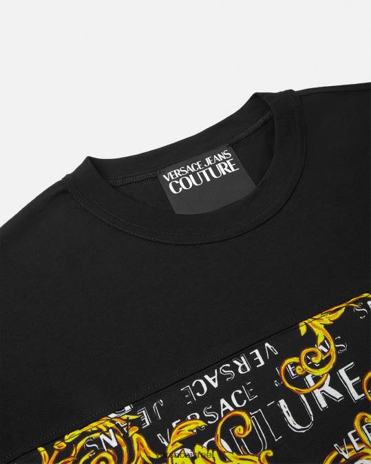גברים Versace זהב שחור טי-שירט לוגו קוטור הַלבָּשָׁה N8T22388