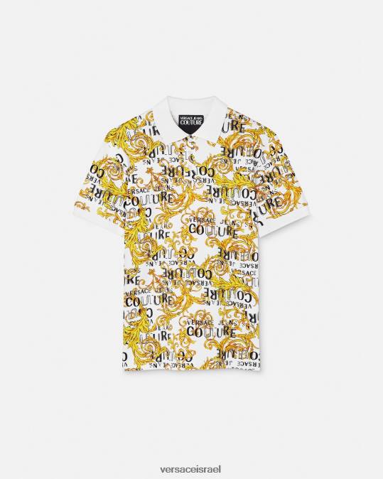 גברים Versace זהב ולבן חולצת פולו לוגו קוטור הַלבָּשָׁה N8T22390
