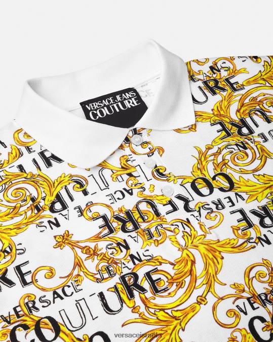 גברים Versace זהב ולבן חולצת פולו לוגו קוטור הַלבָּשָׁה N8T22390