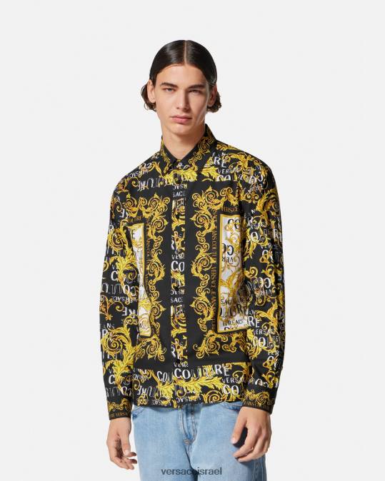 גברים Versace זהב שחור חולצת לוגו קוטור הַלבָּשָׁה N8T22393