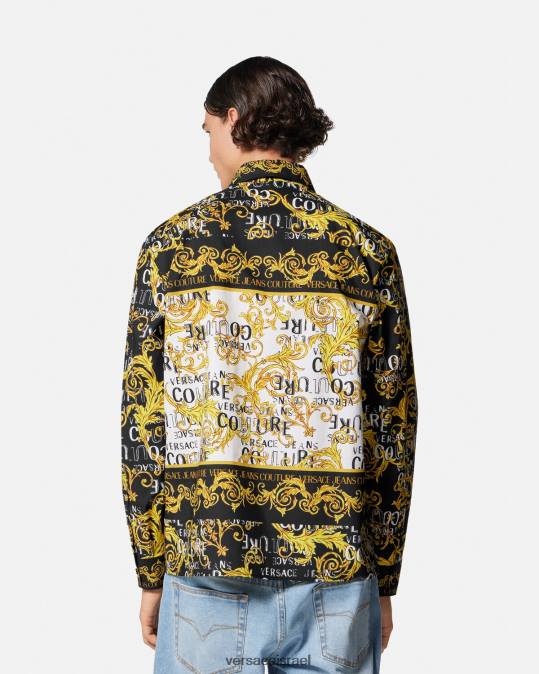 גברים Versace זהב שחור חולצת לוגו קוטור הַלבָּשָׁה N8T22393