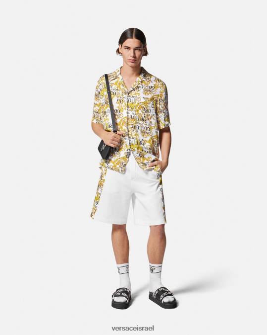 גברים Versace זהב ולבן חולצת לוגו קוטור הַלבָּשָׁה N8T22396