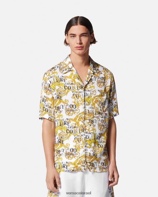 גברים Versace זהב ולבן חולצת לוגו קוטור הַלבָּשָׁה N8T22396