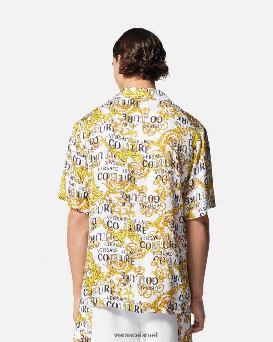 גברים Versace זהב ולבן חולצת לוגו קוטור הַלבָּשָׁה N8T22396